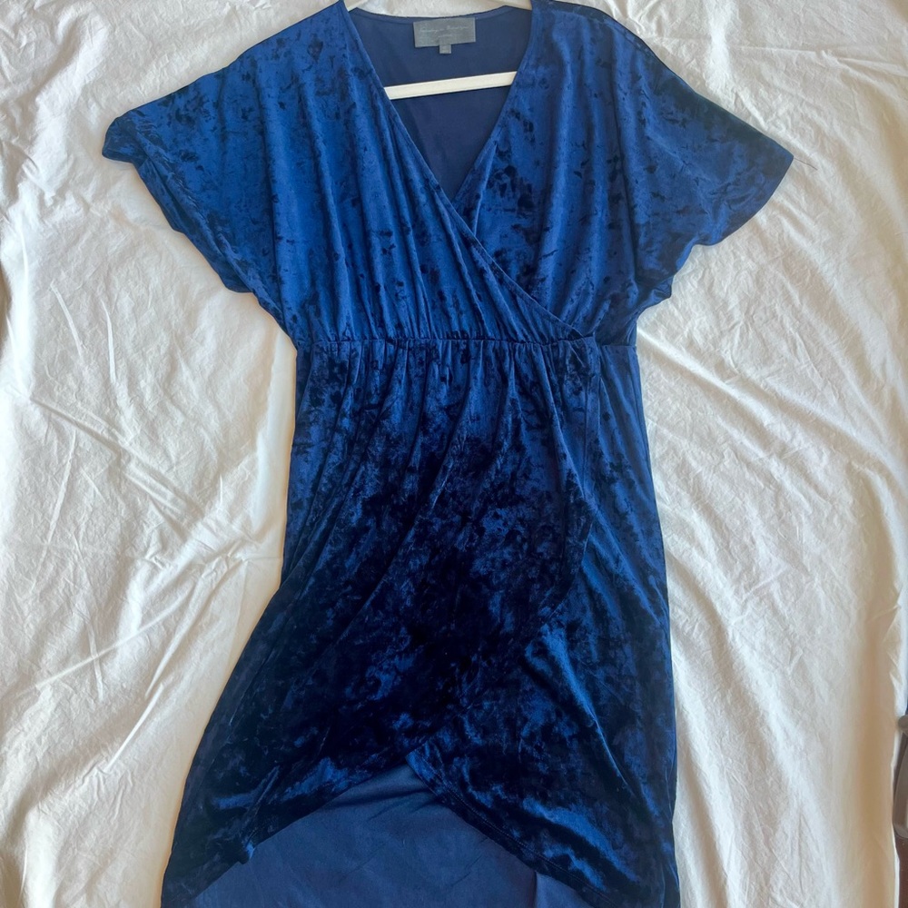 Anthropologie Blue Velvet Dress